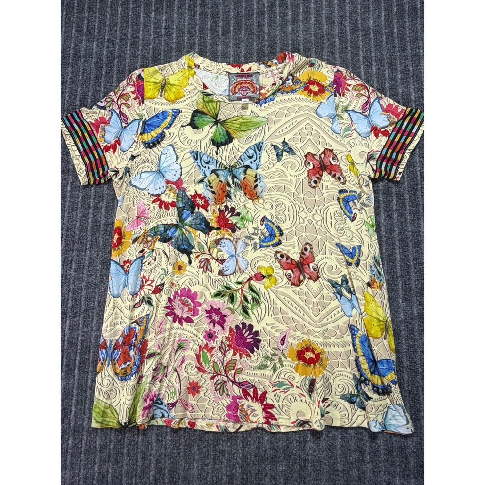 Johnny Was Mitchi Favorite Tee Sz M Bamboo Butterfly Boho Whimsigoth Artsy